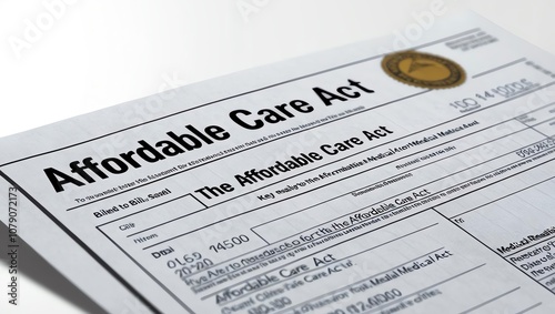 Detailed image of the Affordable Care Act document, showcasing the importance of healthcare policies in the United States.