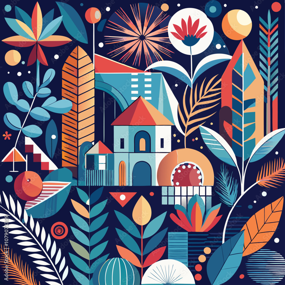 Obraz premium Abstract color poster seamless decorative pattern art vector