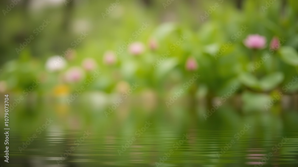 Blurred serene image of water and plants in nature, serene, blur, landscape Blurred serene image of water and plants in nature, serene, blur, landscape