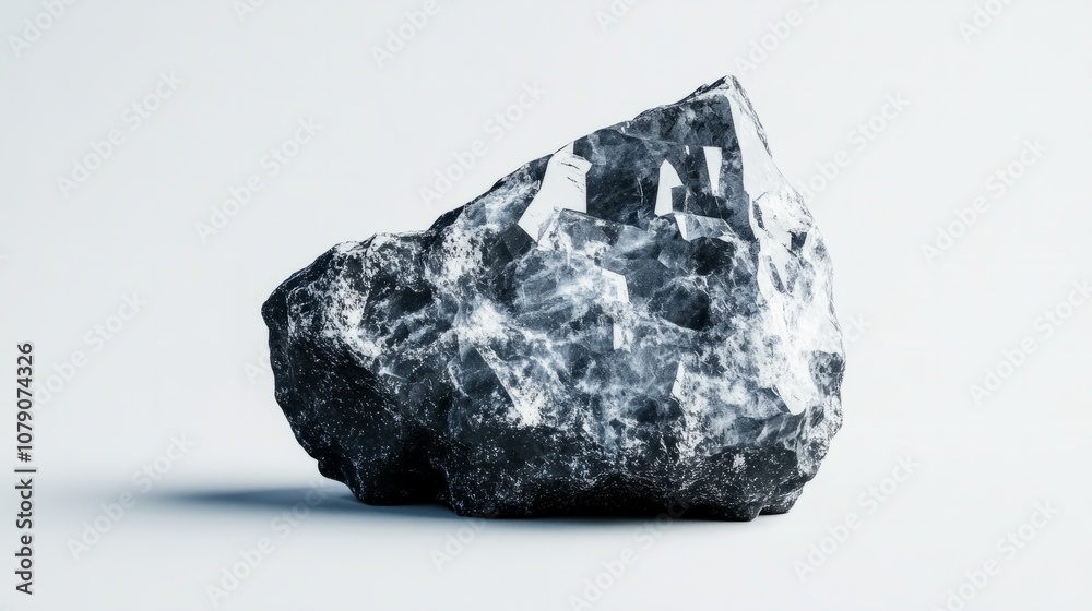 black natural stone against white background