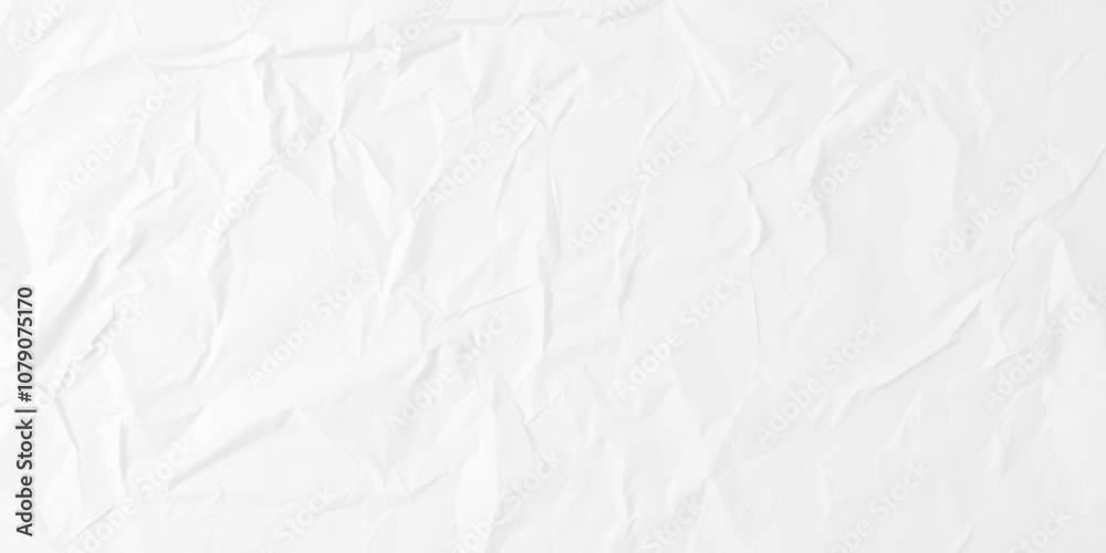 Obraz premium Crumpled white paper background with wrinkles and creases for texture design, white, texture, blank