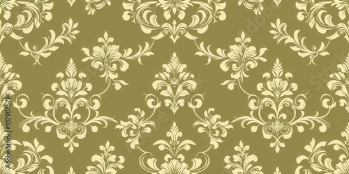 Elegant and intricate floral pattern with ornate details and regal colors for luxurious wallpaper design, seamless, illustration, pattern
