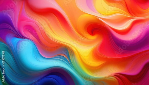 Dynamic Fluid Abstract with Swirling Rainbow Hues. Vibrant and Expressive Art Background Ideal for Creative Design, Digital Aesthetics, and Inspiring Modern Visual Projects