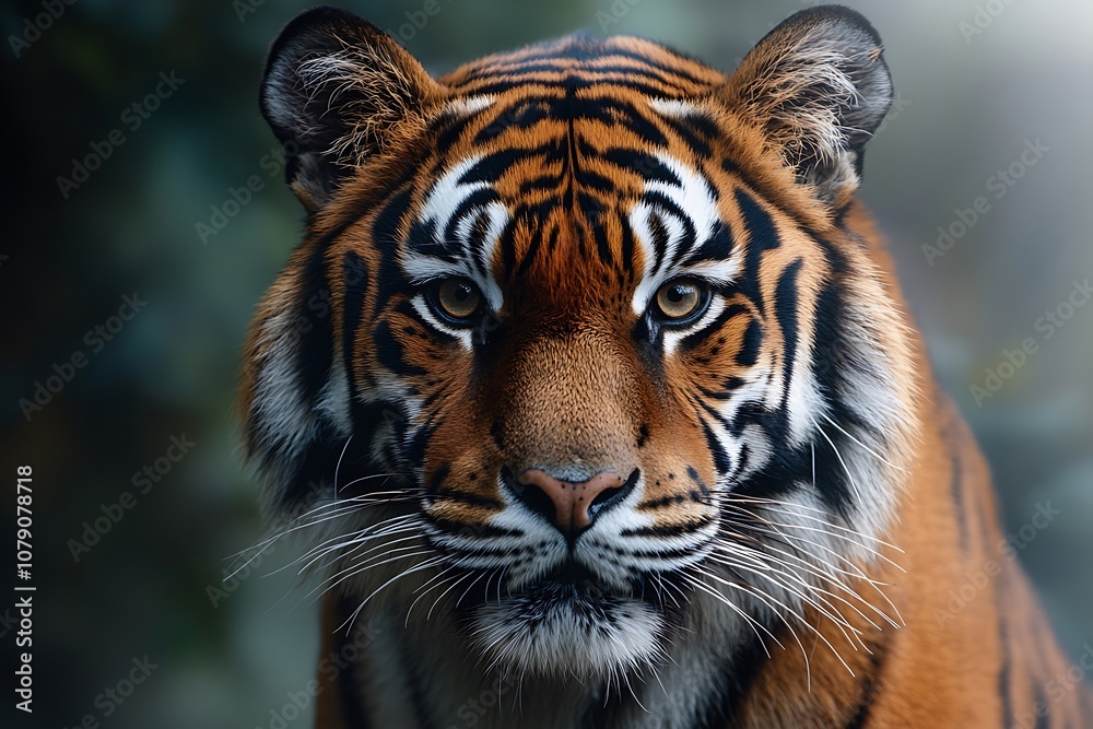 Close-up of a Tigers Striking Eyes and Powerful Mouth Close-up of a Tigers Striking Eyes and Powerful Mouth