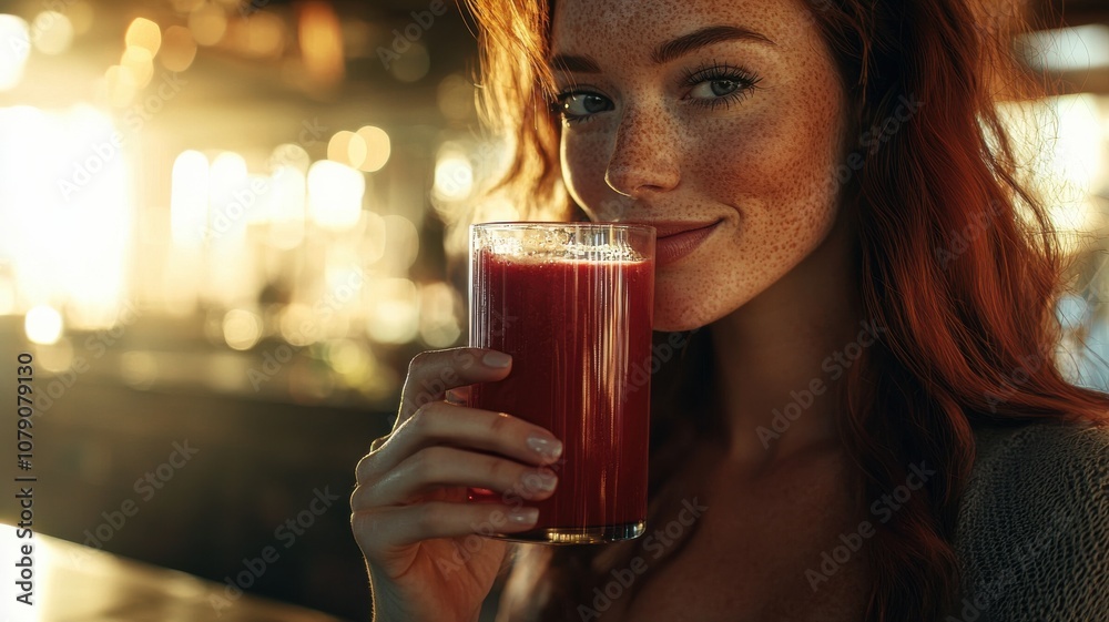 Woman Drinking Smoothie in Bright Light Woman Drinking Smoothie in Bright Light