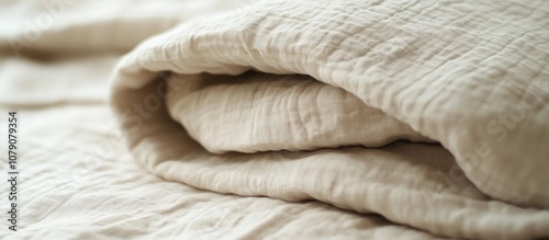 Beige muslin bedspread and pillowcases with a natural finish ideal for cozy home decor textiles comfort essentials