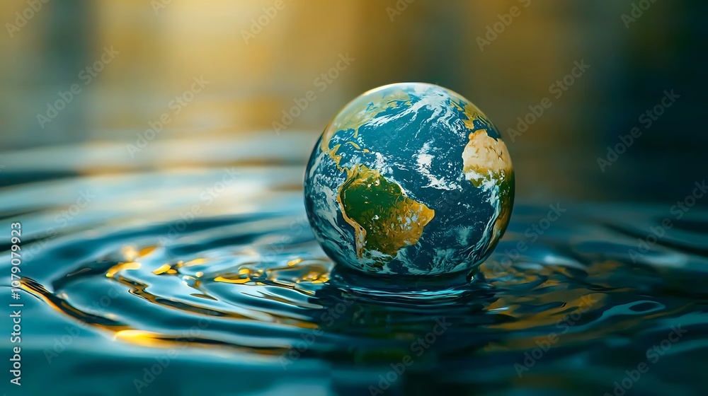Magnified Earth Reflected in a Water Drop Symbolizing Global Environmental Vulnerability and the Importance of Conservation Magnified Earth Reflected in a Water Drop Symbolizing Global Environmental Vulnerability and the Importance of Conservation