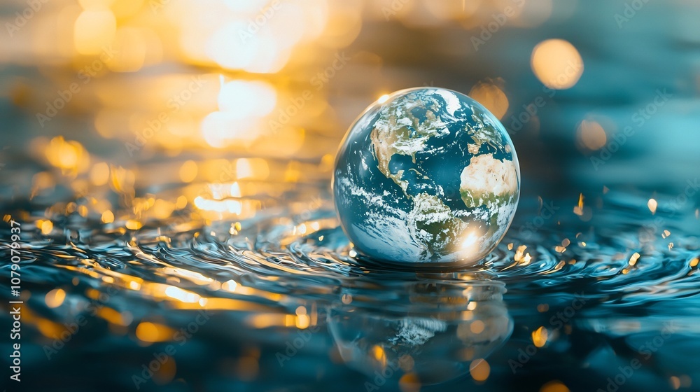 The Earth Magnified Through a Crystalline Water Drop Revealing its Beauty and Fragility The Earth Magnified Through a Crystalline Water Drop Revealing its Beauty and Fragility
