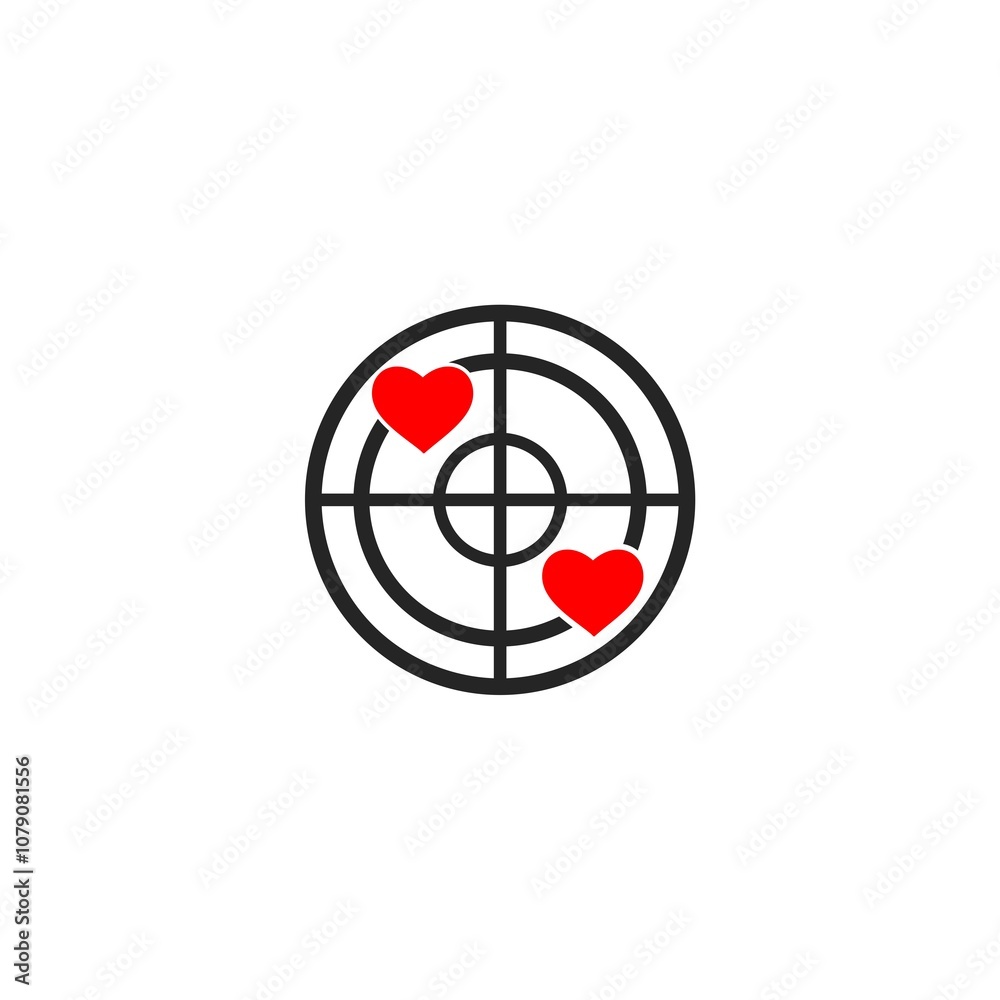 Love heart radar polygonal icon illustration isolated on white background.