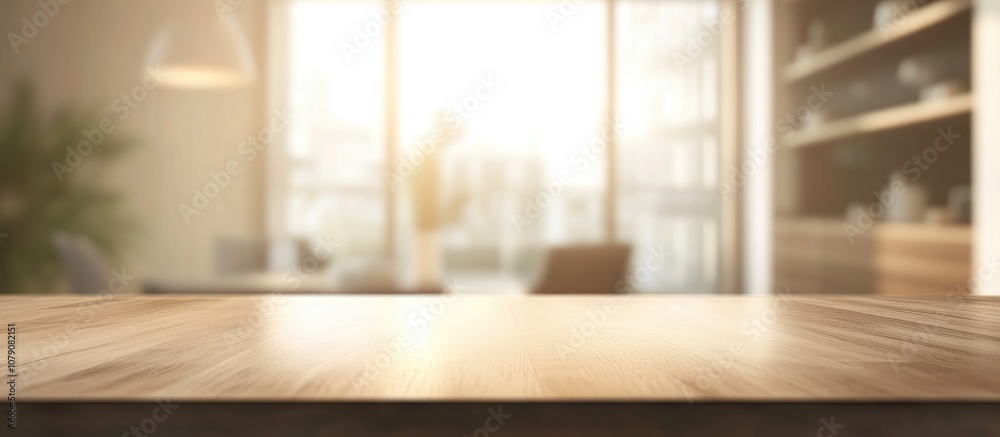 Blurred image of a modern kitchen interior featuring a spacious desk area ideal for interior design inspiration Blurred image of a modern kitchen interior featuring a spacious desk area ideal for interior design inspiration