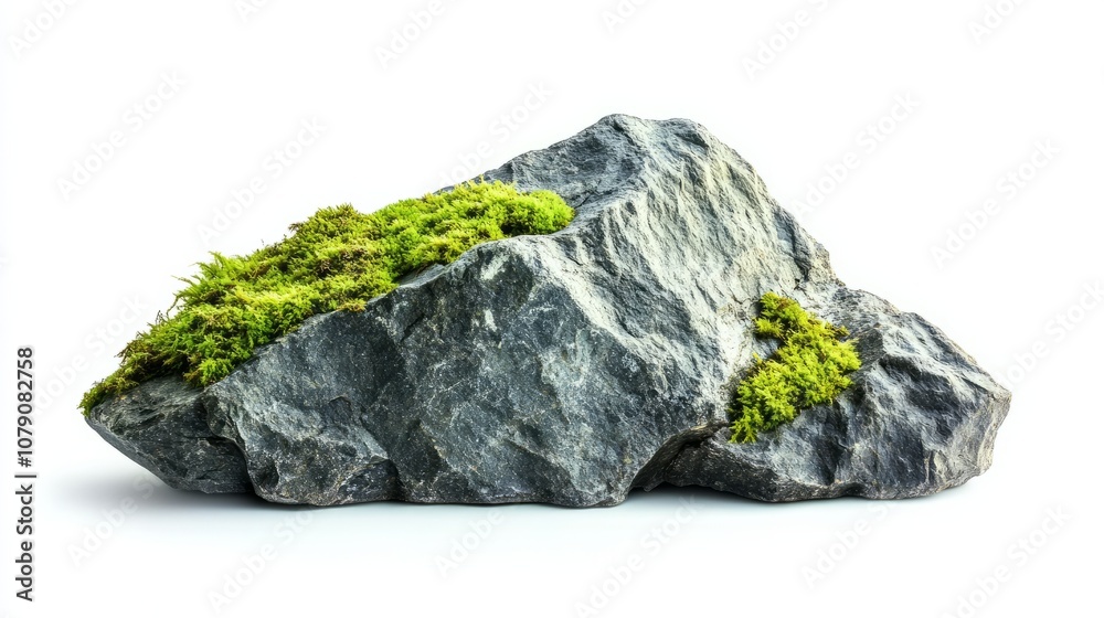 stone with green moss isolated on white stone with green moss isolated on white