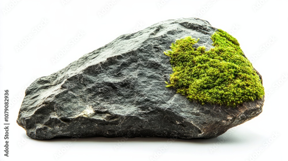 stone with green moss isolated on white stone with green moss isolated on white