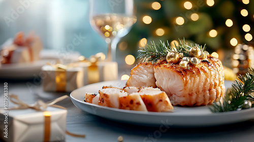 Wallpaper Mural Delightful family celebration enjoying a festive new year's feast with deliciously roasted salmon Torontodigital.ca