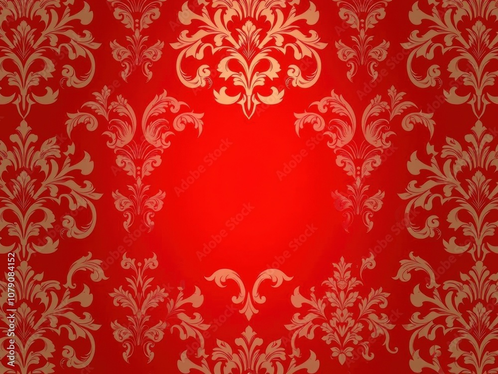 Red damask pattern background with intricate floral motifs and elegant swirls, luxurious, design, motifs Red damask pattern background with intricate floral motifs and elegant swirls, luxurious, design, motifs