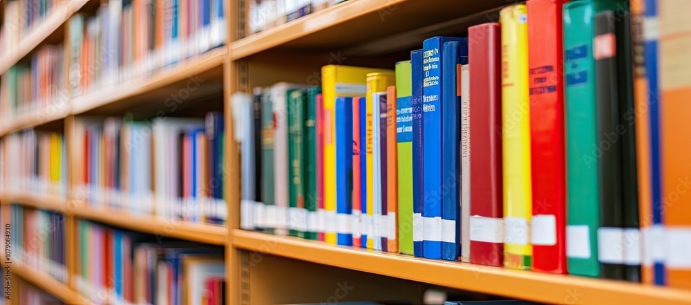 Blurred background of a library with books in focus. with copy space. Learning concept Blurred background of a library with books in focus. with copy space. Learning concept