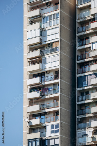 Zagreb, Croatia - August 15, 2024: Soviet-era buildings in Zagreb photo