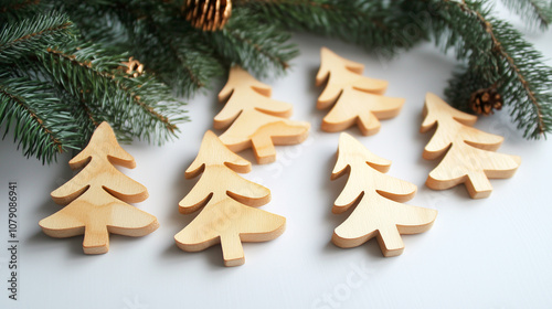 Handcrafted Wooden Pine Tree Ornaments
