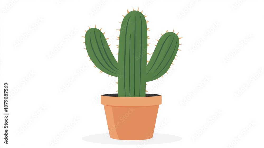 Flat illustration of a cactus on a white background