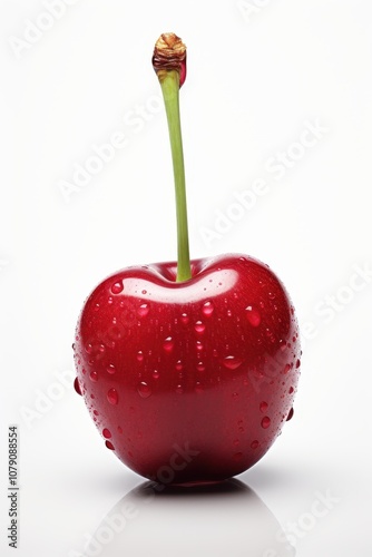 beautiful and ripe cherries on a white background.