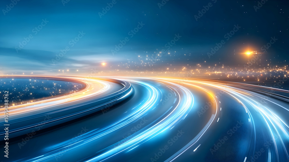 Highway road with digital space background Highway road with digital space background