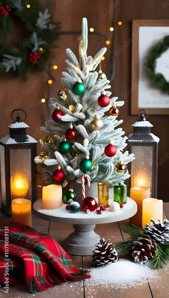Christmas, Decorations, Ornaments, Snowfall, Baubles, Holiday, Festive, Winter, Pine, Cozy, Lights, Sparkle, Tree, Warmth, Glow, Season, Celebration, Scene, Joy, Magic