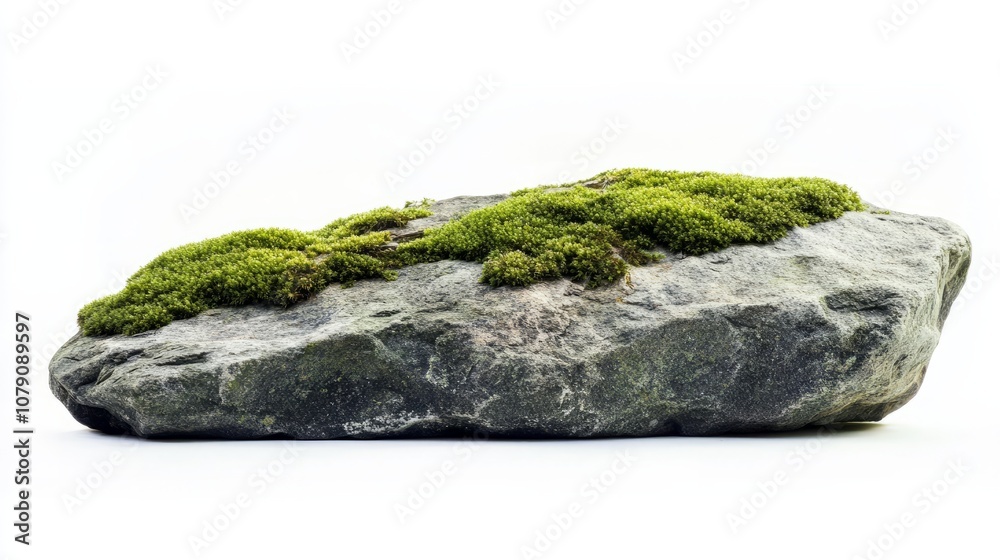 stone with green moss isolated on white stone with green moss isolated on white