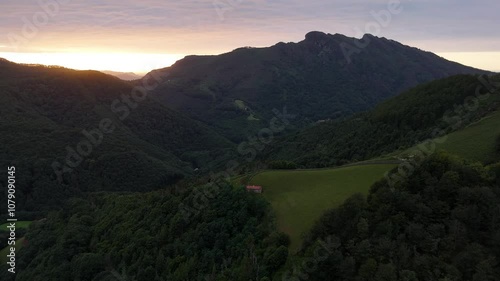 Look at Endara dam and the Aiako Harriak three peaks at the natural park; on the Basque Country.