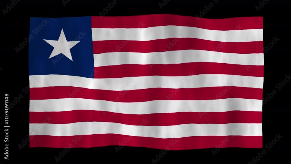 Looping animation of a waving 3D Liberia flag with alpha channel Looping animation of a waving 3D Liberia flag with alpha channel