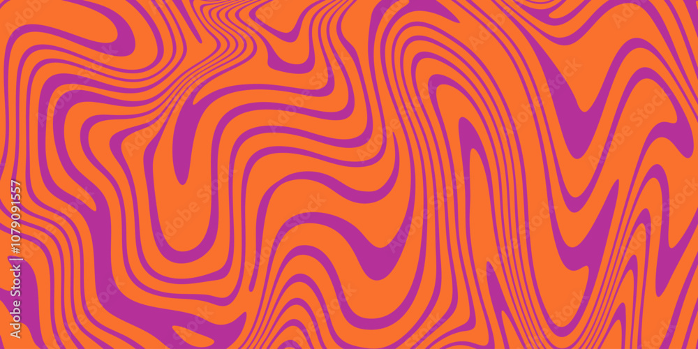 Abstract Wavy Lines Geometric Texture. Trendy Acid Abstraction Pattern. Vector Optical Illusion Art Illustration.