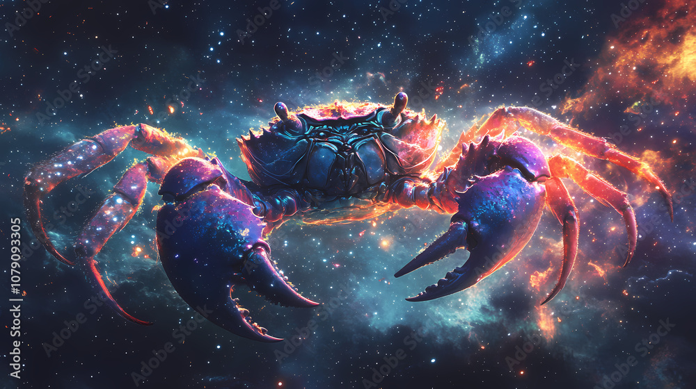A cosmic crab exploring the mystique of an ethereal crab against a starry background. Mystique. Illustration A cosmic crab exploring the mystique of an ethereal crab against a starry background. Mystique. Illustration