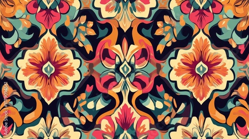 Wallpaper Mural Vibrant ornamental design featuring a colorful pattern Torontodigital.ca