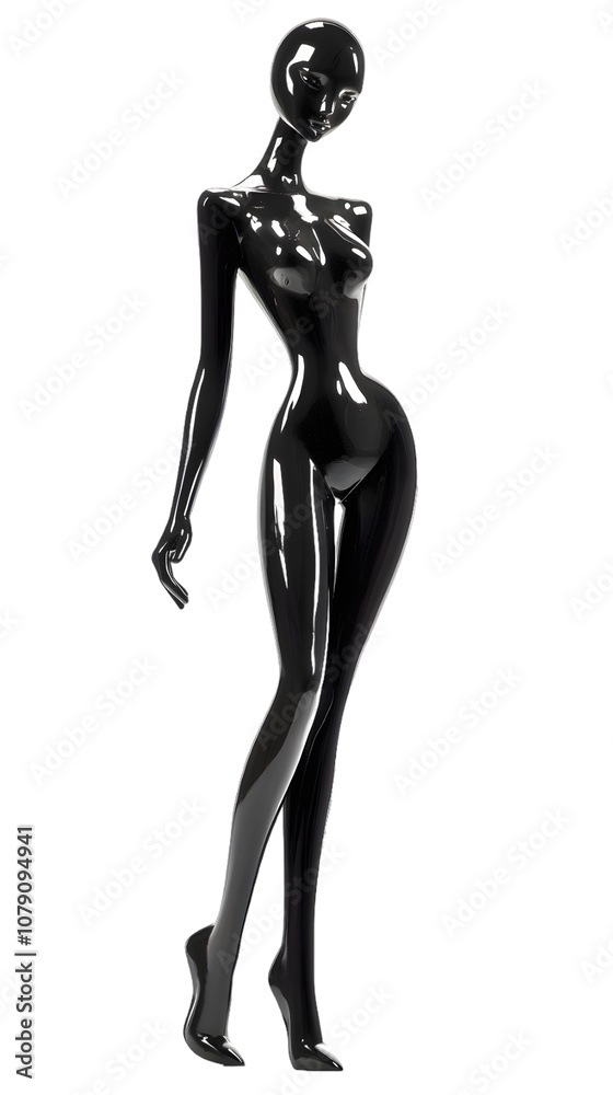 Black mannequin haute couture standing isolated on transparent background Black mannequin haute couture standing isolated on transparent background