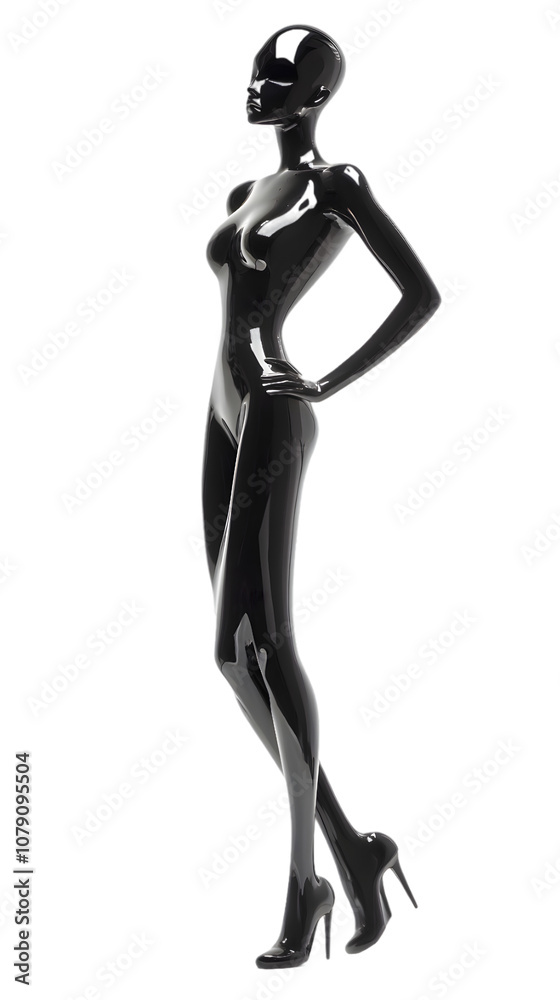 Black mannequin haute couture standing isolated on transparent background Black mannequin haute couture standing isolated on transparent background