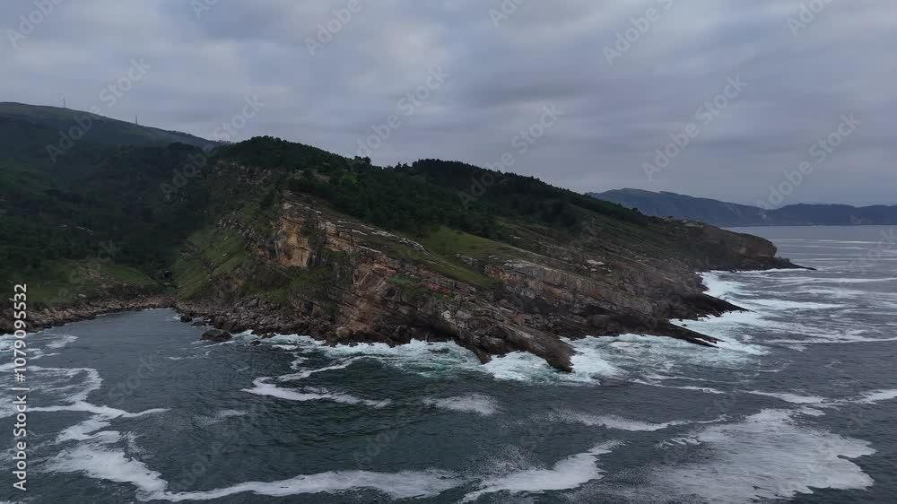 Aerial view of the coastal side of Jaizkibel Mountain on the Basque Country's coast. Aerial view of the coastal side of Jaizkibel Mountain on the Basque Country's coast.