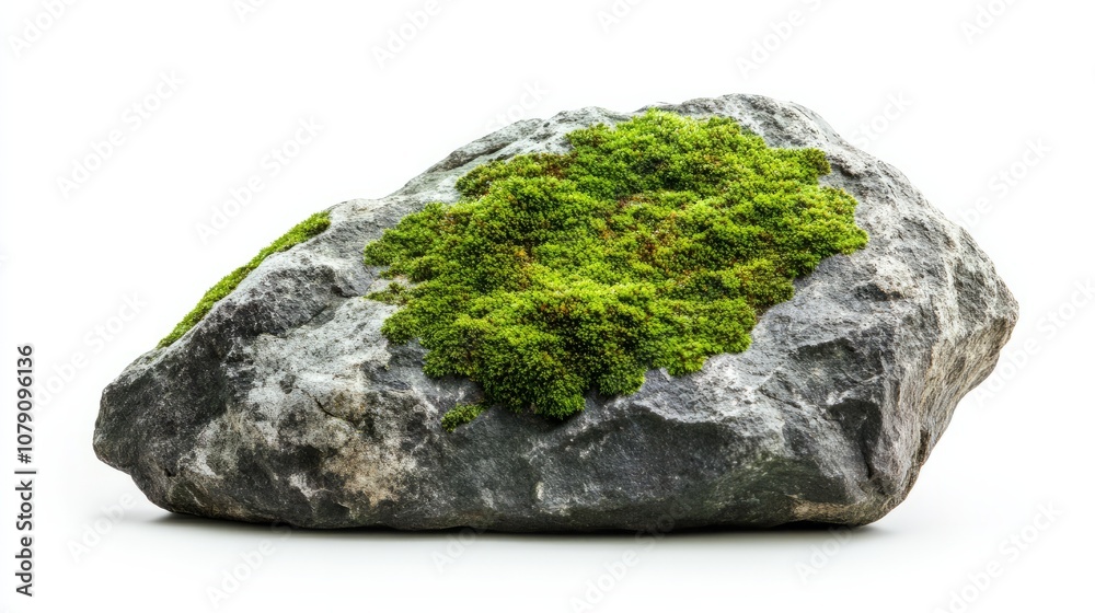 stone with green moss isolated on white stone with green moss isolated on white