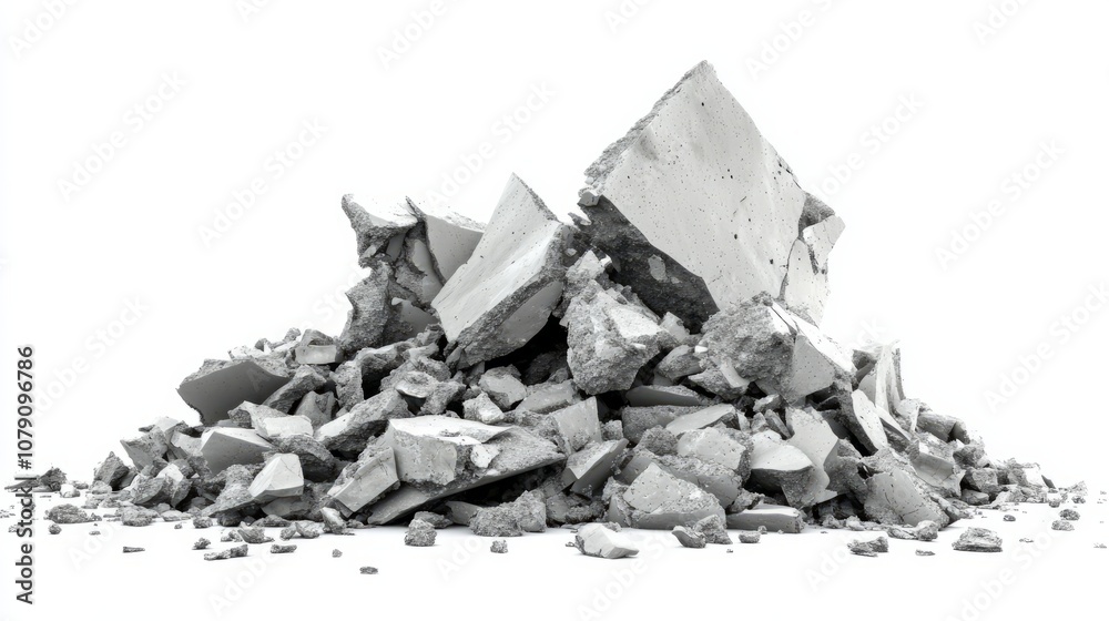 Multiple piles of crushed stone isolated on white Multiple piles of crushed stone isolated on white