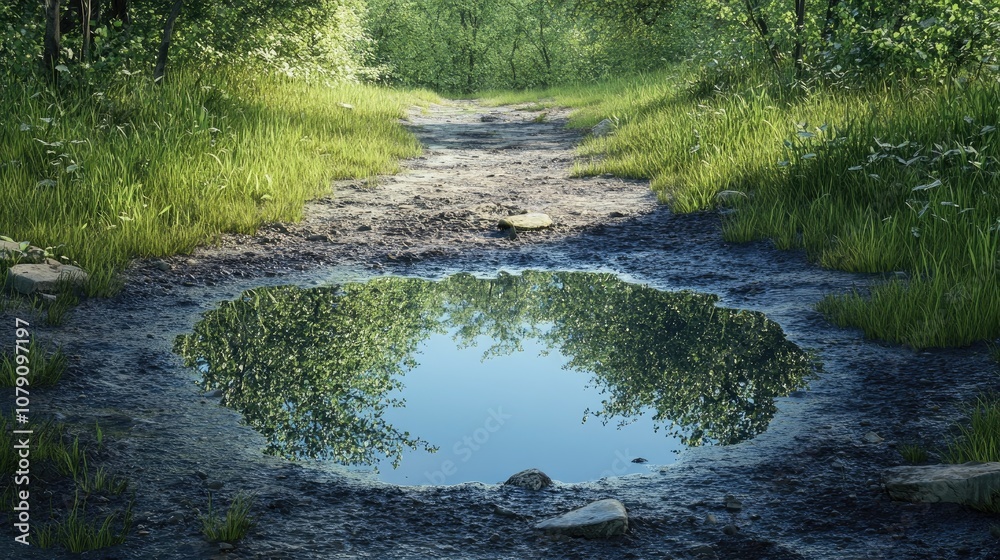 3D rendering of a simulated puddle 3D rendering of a simulated puddle
