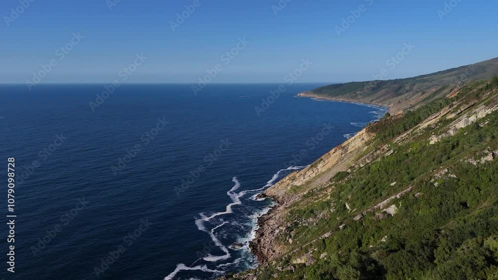 Aerial view of the coastal side of Jaizkibel Mountain on the Basque Country's coast. Aerial view of the coastal side of Jaizkibel Mountain on the Basque Country's coast.