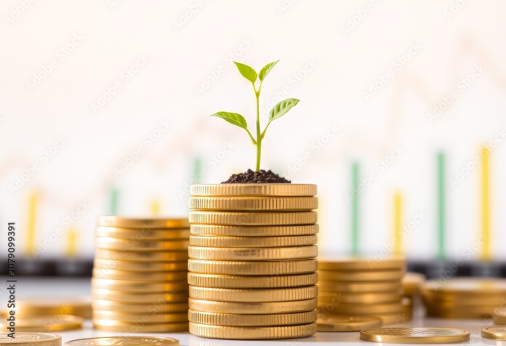 Growing Wealth with Stacks of Coins and Financial Success. Growing Wealth with Stacks of Coins and Financial Success.