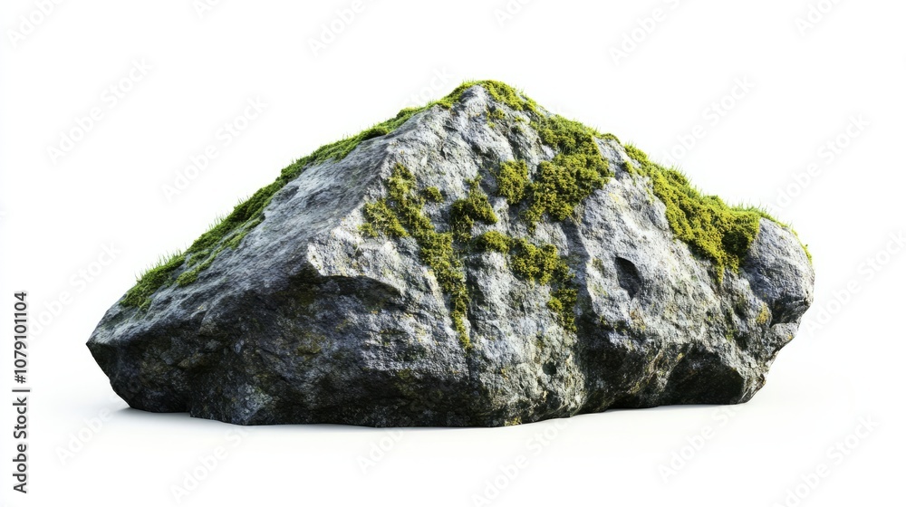 stone with green moss isolated on white stone with green moss isolated on white