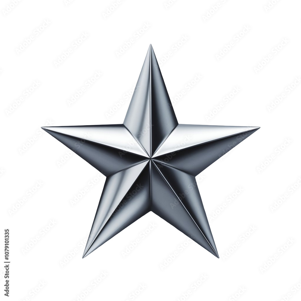 Sleek and silver shiny star isolated on transparent background. Generative Ai Sleek and silver shiny star isolated on transparent background. Generative Ai