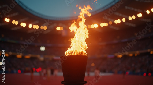 Olympic Torch with Flames Igniting Passion