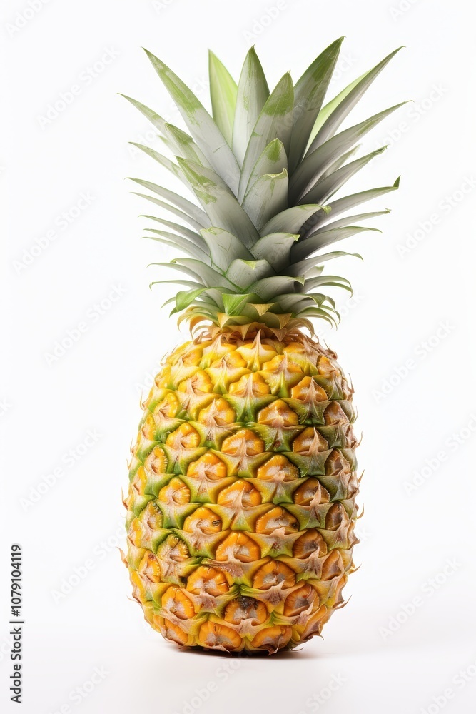 beautiful and ripe pineapple on a white background. beautiful and ripe pineapple on a white background.