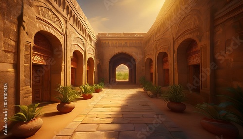 A COURTYARD IN AN ANCIENT AFRICA CITY
