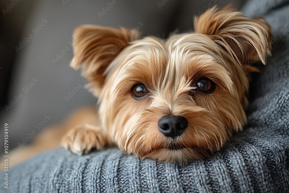 Cute Yorkshire Terrier Puppy with Big Brown Eyes and Curious Look Cute Yorkshire Terrier Puppy with Big Brown Eyes and Curious Look