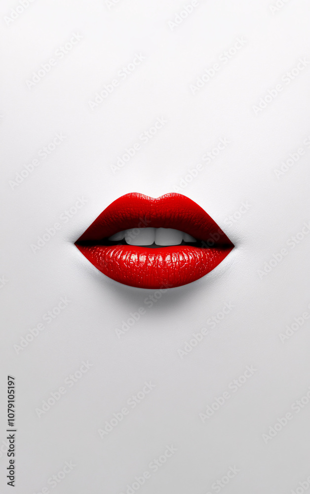 Minimalist Red Lips Close-Up on White Background, Emphasizing Bold Color and Elegant Aesthetic for Beauty and Fashion Themes Minimalist Red Lips Close-Up on White Background, Emphasizing Bold Color and Elegant Aesthetic for Beauty and Fashion Themes