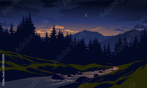 landscape with moon