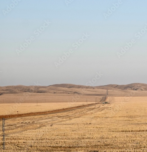 Scenic view of California ranch lands with hills and blue sky photo