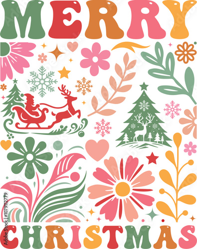 Obraz na plátně Christmas T-shirt Design, Holiday T-shirt, Merry Christmas Shirt, Winter Holiday