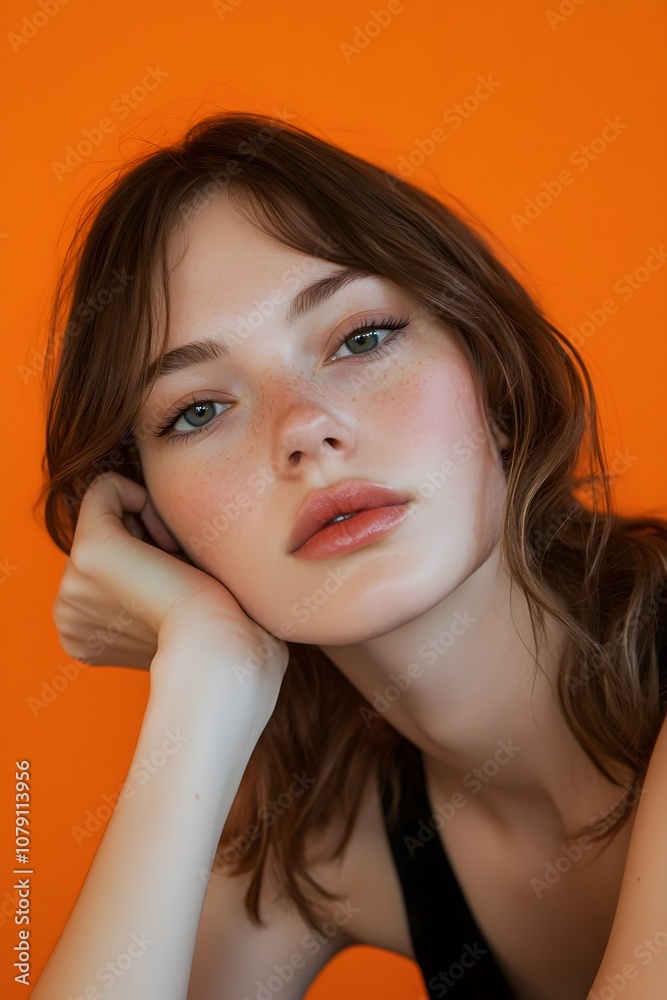young woman gazes thoughtfully, showcasing her expressive emotions